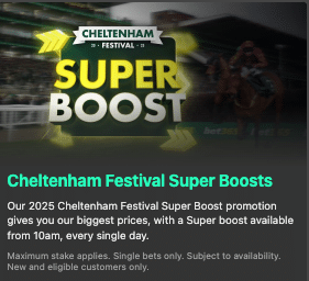 bet365 Super Boost Cheltenham betting offer